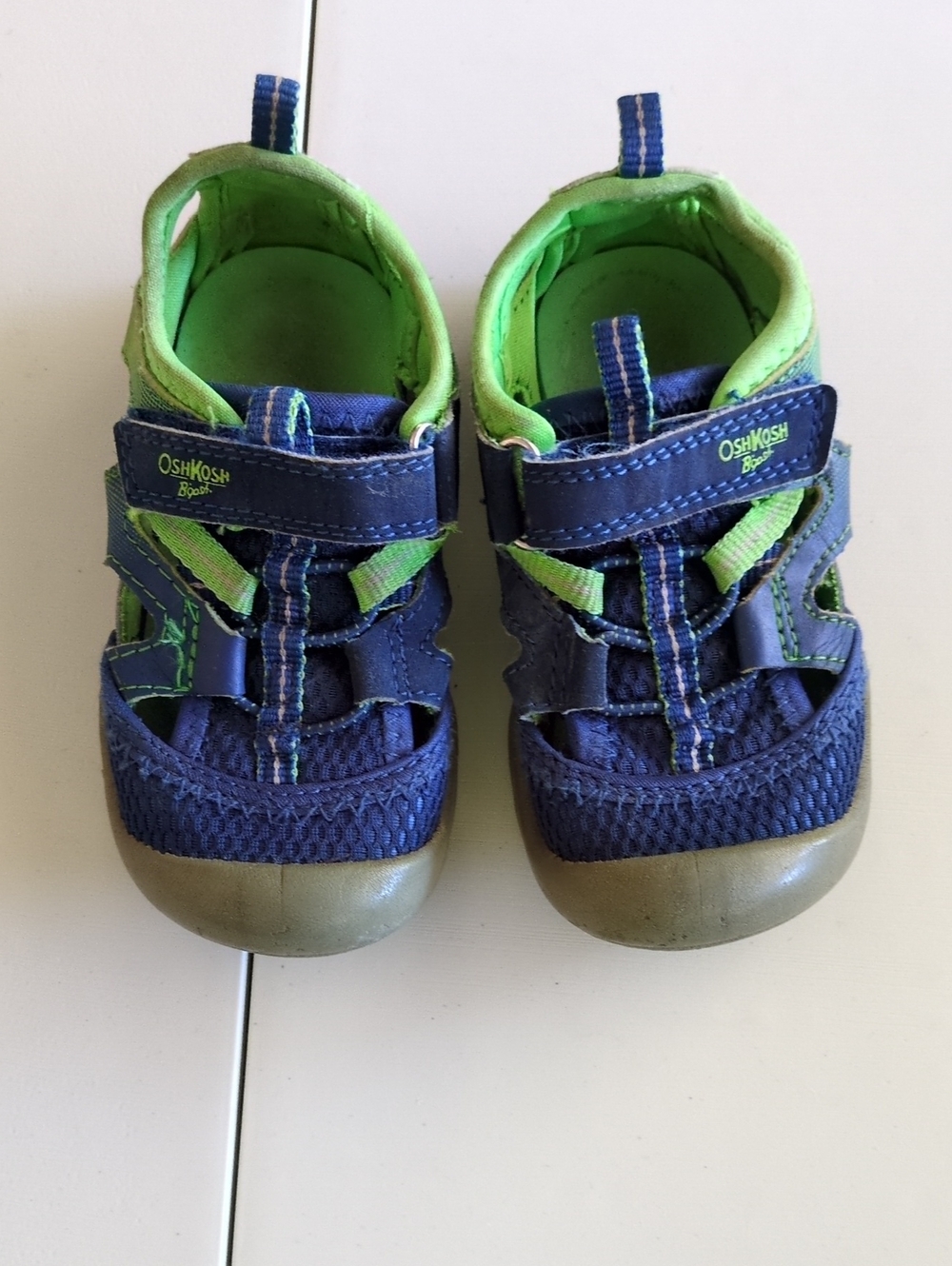 OshKosh B'gosh Navy Blue and Lime Green Kids Sandals